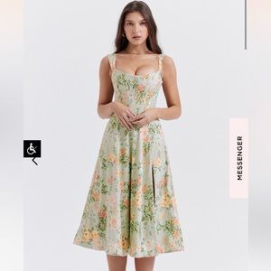 Saira Light Jade Print Midi Sundress